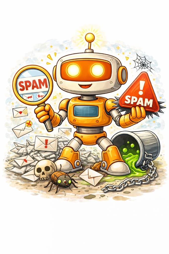 Spam kontrolü robot illüstrasyonu