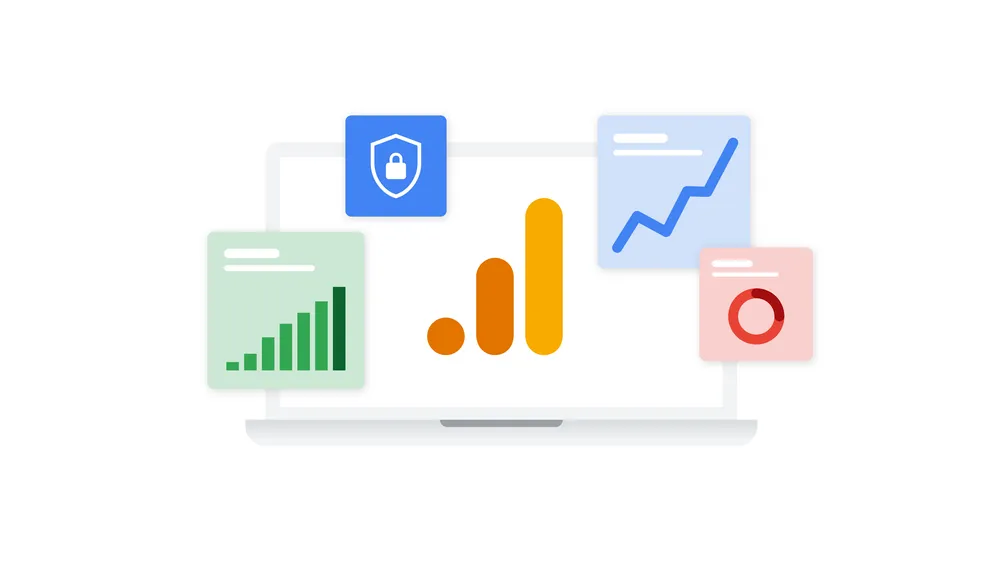 Google Analytics 4 arayüzünü ve temel analiz akışını gösteren görsel.