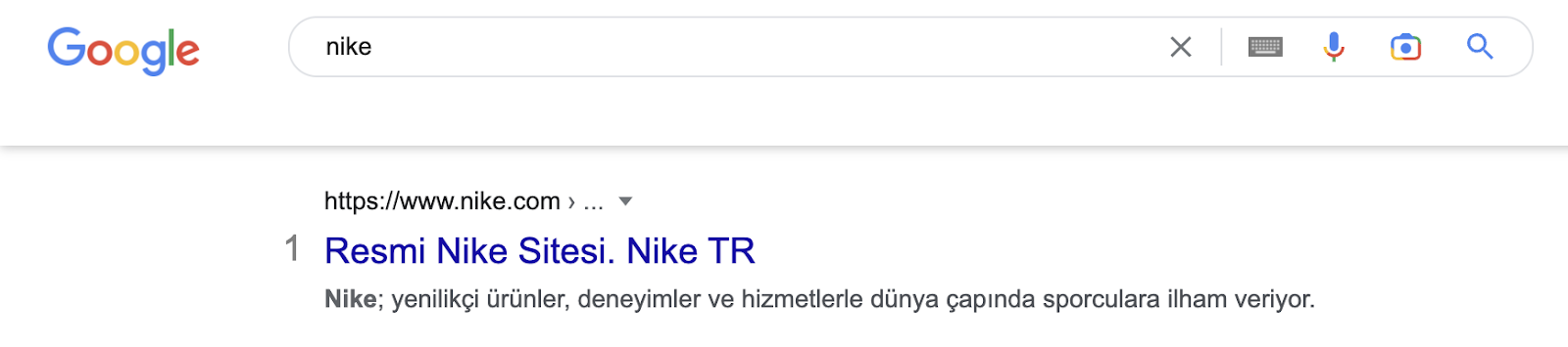 Google arama sonuçlarında Nike İtalya hreflang örneği