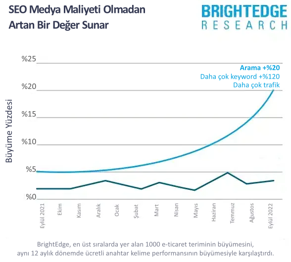 SEO yatırımı ve getiri ilişkisini gösteren diyagram.