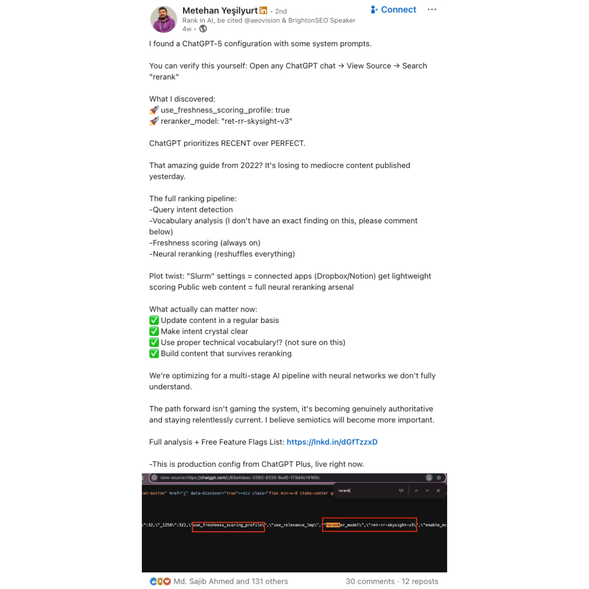 LinkedIn gönderisinde güncelliğin önemi vurgusu