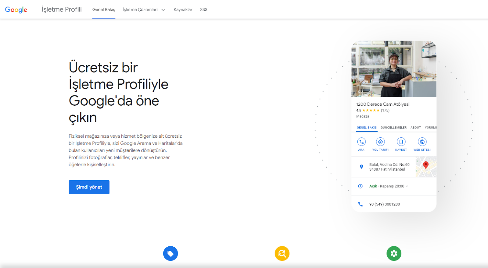 Google Business Profile (Google Benim İşletmem) arayüz örneği.